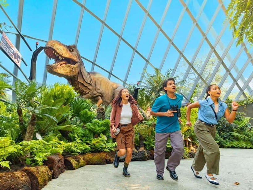 Singapore: Gardens by the Bay & Jurassic World with Pickup - SuperTree Grove after dark: Garden Rhapsody is the payoff moment